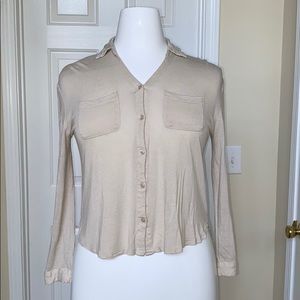 Staring At Stars Creme Long Sleeve High Low Top